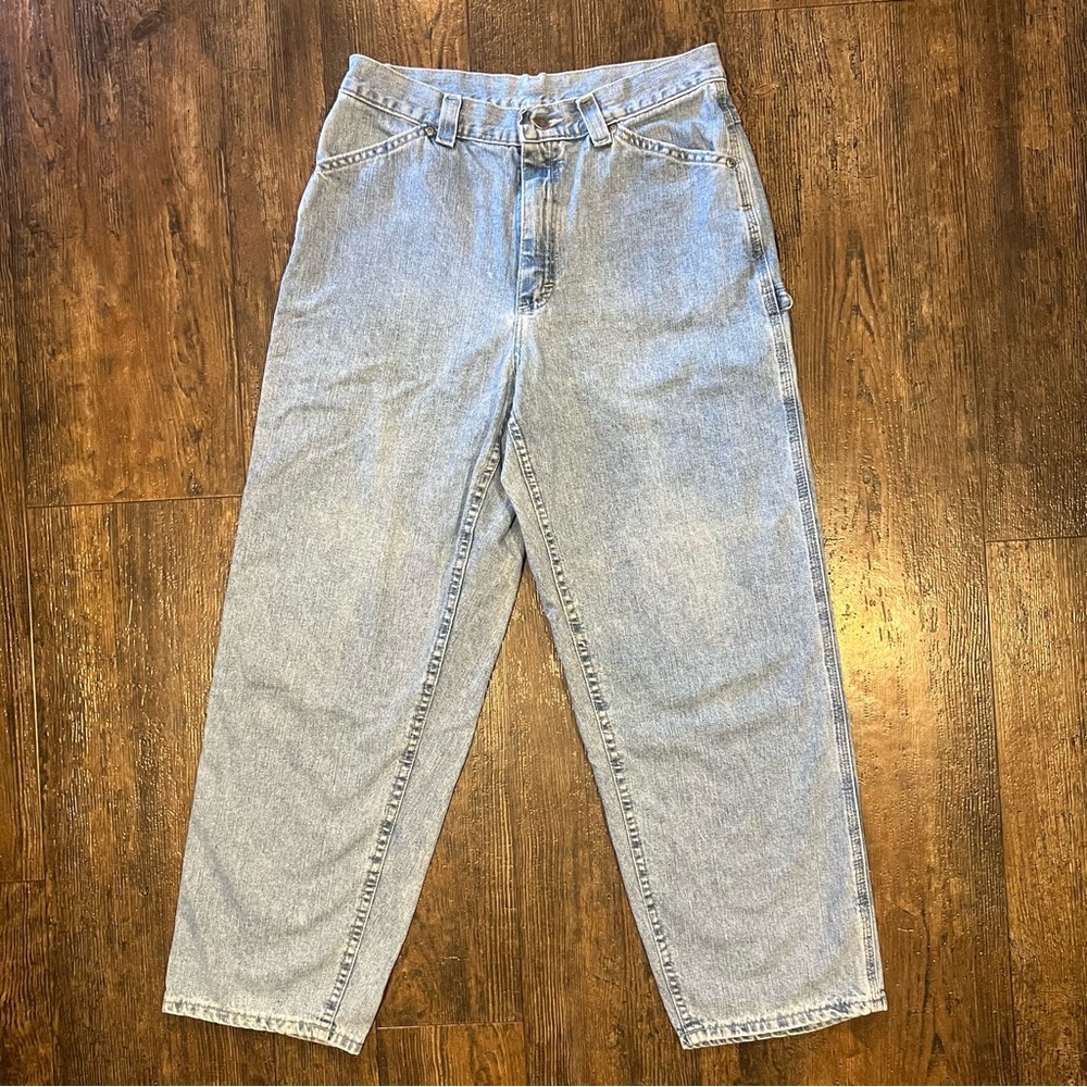 Vintage Y2K Riveted By Lee Women’s Baggy Carpenter Jeans Blue Skater Size 12P - Picture 2 of 4